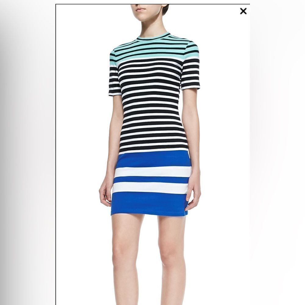 T by Alexander Wang Multi-Stripe Fitted Knit Dress